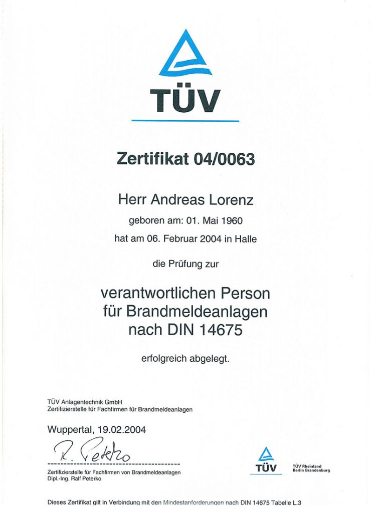 TÜV Zertifikat - Sikoserv